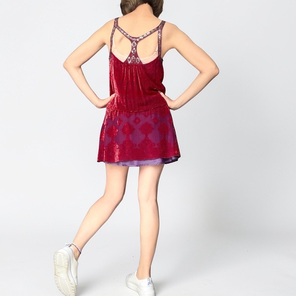 Free People Embroidered Silk-Blend Racerback Dress – Size 6 - Picture 6 of 16